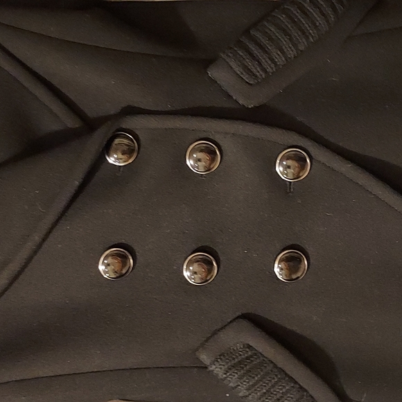 Women's Size 0 Trina Turk Fine Lambswool Blend Double Breasted Pea Coat Black - Picture 3 of 15